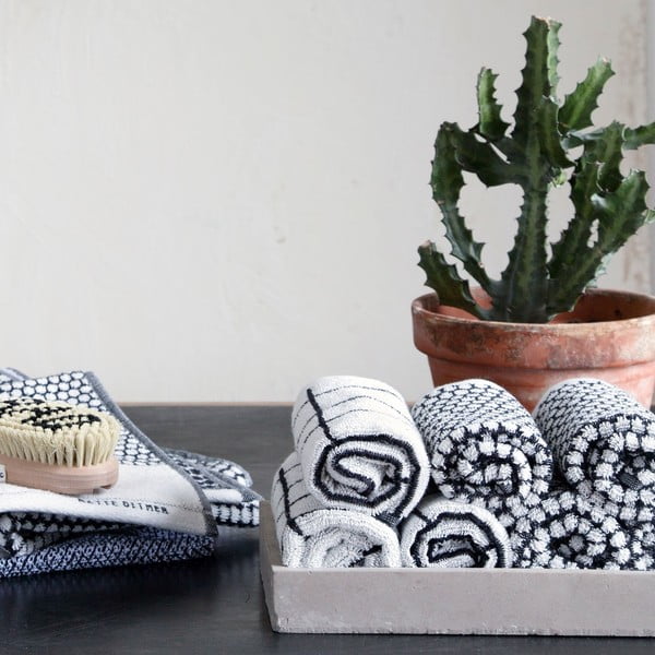 Prosoape negre-albe 2 buc. din bumbac 40x60 cm Grid – Mette Ditmer Denmark-image-2