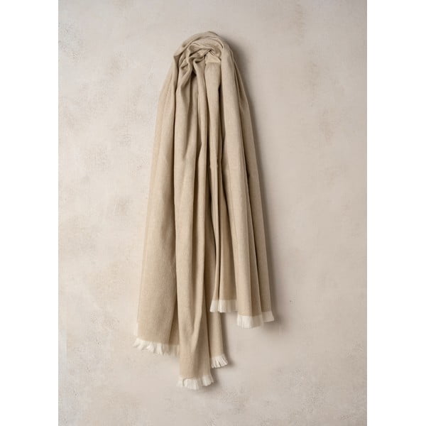 Pled din amestec de bumbac Euromant Linen, 140 x 180 cm, bej deschis-image-1