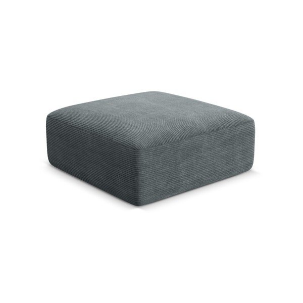 Taburet gri închis cu tapițerie din catifea reiată Campi – Cosmopolitan Design