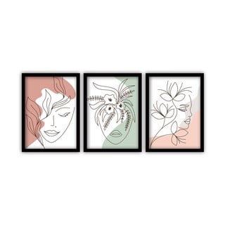 Set 3 tablouri cu ramă neagră Vavien Artwork Lady, 35 x 45 cm