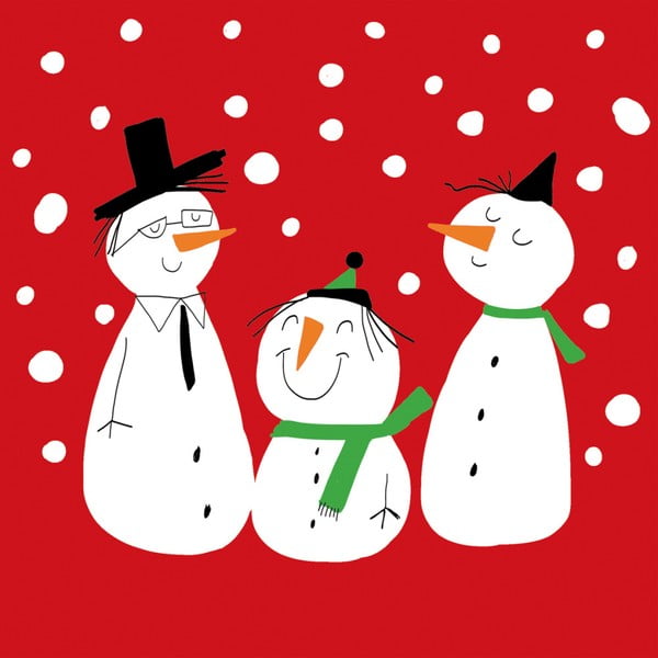 Set 10 șervețele din hârtie cu motive de Crăciun PPD Smiling Snowmen Red