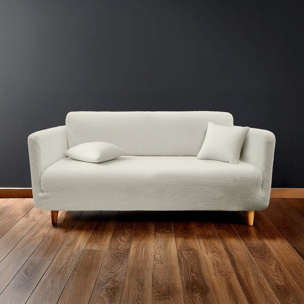 Husă crem elastică pentru canapea cu 3 locuri Laina – douceur d'intérieur