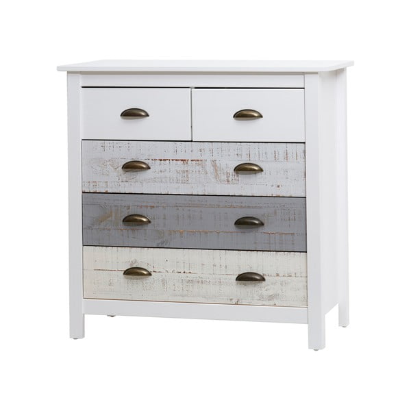 Comodă cu 4 sertare Marckeric Romantica, 79 x 80 cm, alb - gri-image-2