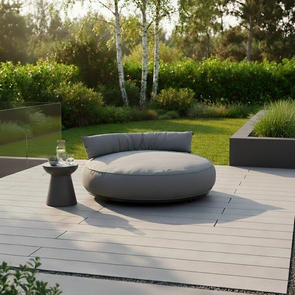 Șezlong de grădină gri capitonat Emma – Hartman-image-1