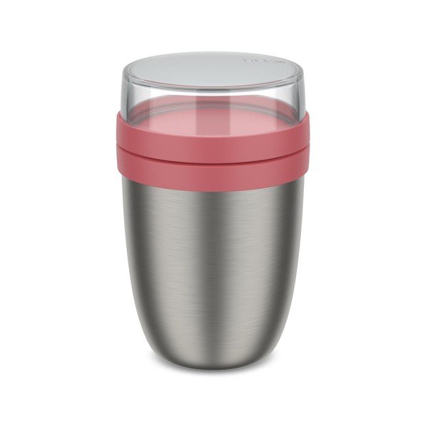 Termos roșu deschis/argintiu pentru mâncare din oțel inoxidabil 500 ml Ellipse – Mepal