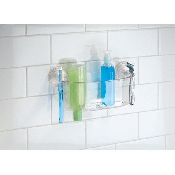 Coș transparent cu ventuză iDesign Suction Spa, lungime 30 cm-image-2