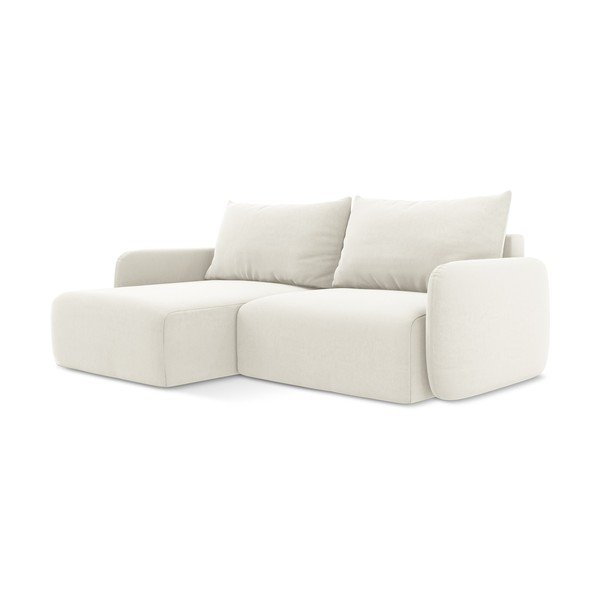 Colțar crem extensibil/cu spațiu de depozitare cu tapițerie din catifea (cu colț pe partea stângă/cu șezlong) Kalena – Makamii-image-2