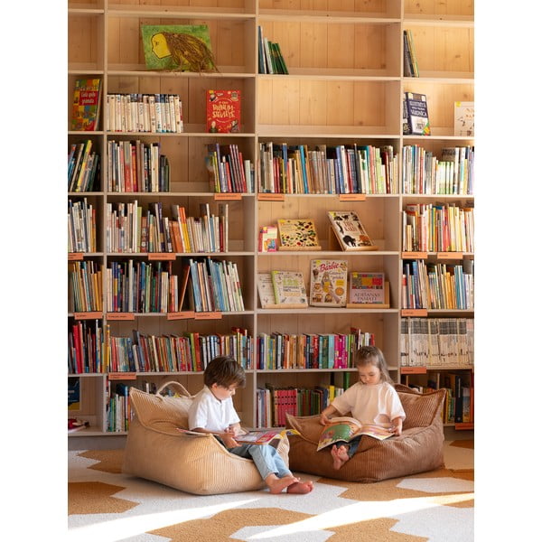 Fotoliu puf pentru copii maro cu tapițerie din catifea reiată Chair – Wigiwama-image-2