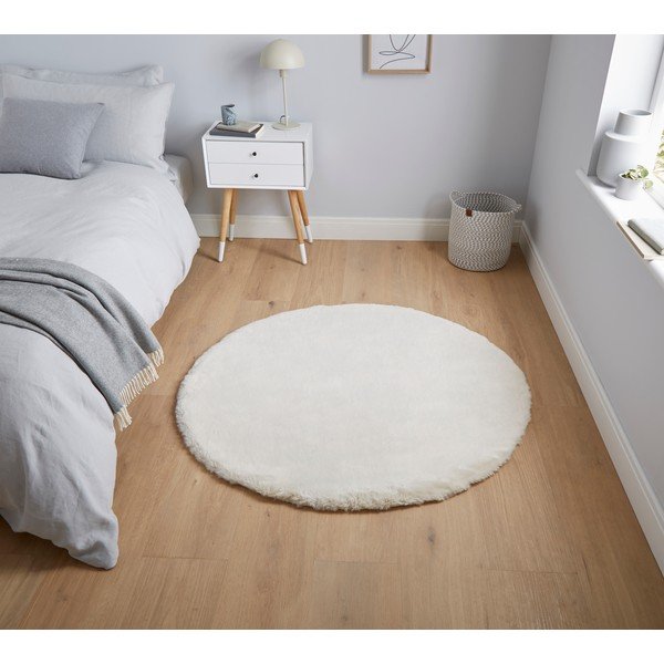 Covor rotund Think Rugs Teddy, ⌀ 120 cm, alb crem-image-1