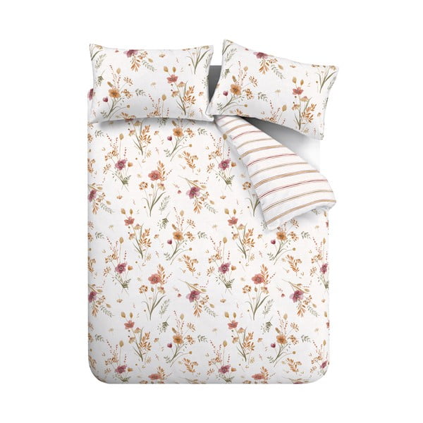 Lenjerie de pat albă din bumbac pentru pat de o persoană 135x200 cm Harvest Flowers – Catherine Lansfield