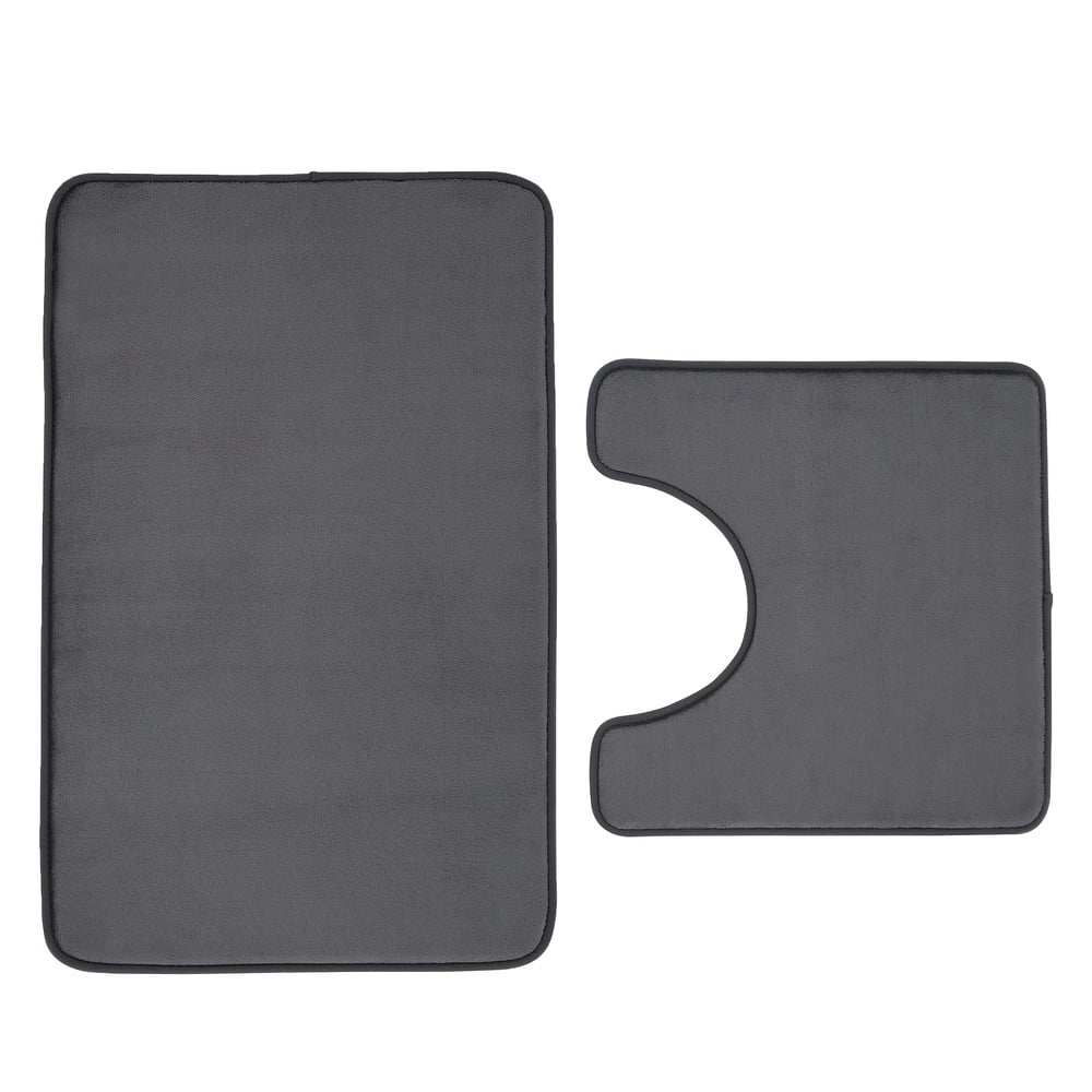 Covorașe de baie gri-închis pentru WC 2 buc. din spumă cu memorie 50x80 cm Anti-Bacterial – Catherine Lansfield