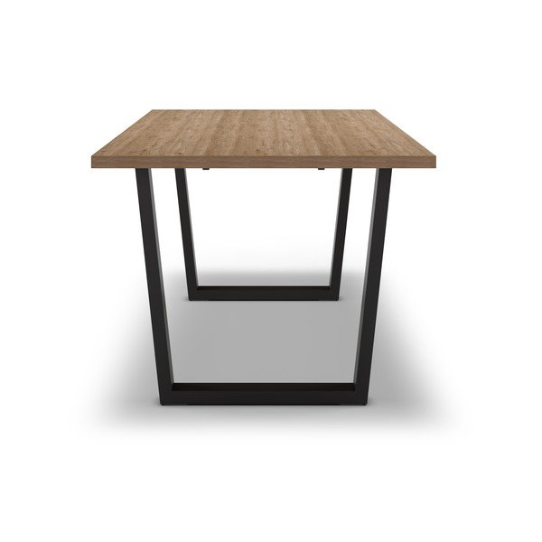 Masă de dining cu blat cu aspect de lemn de stejar 100x180 cm Francesca – Marckeric-image-3