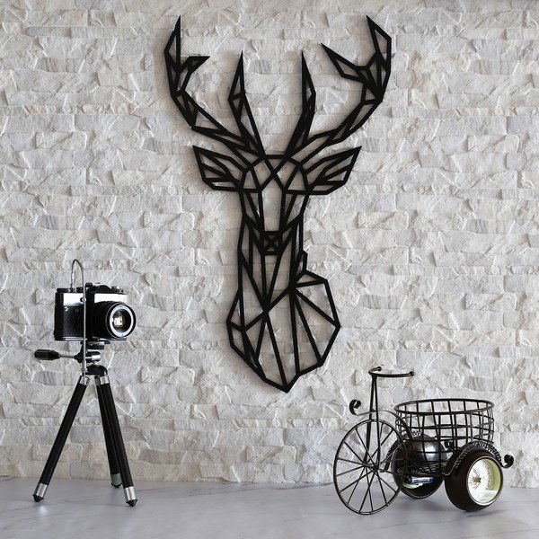 Decorațiune de perete Deer, 39 x 65 cm, negru-image-1