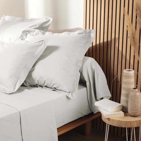 Cearceaf alb din bumbac organic cu elastic 140x190 cm Biolina – douceur d'intérieur-image-1