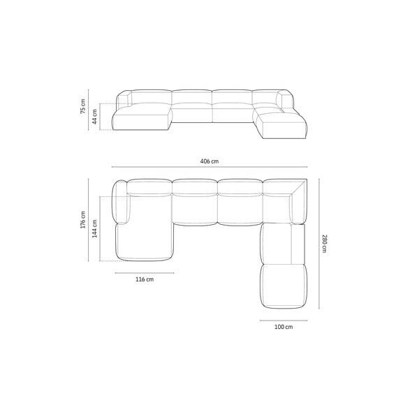 Colțar modular verde (cu colț pe partea dreaptă/în formă de "U") Martina – Micadoni Home-image-4