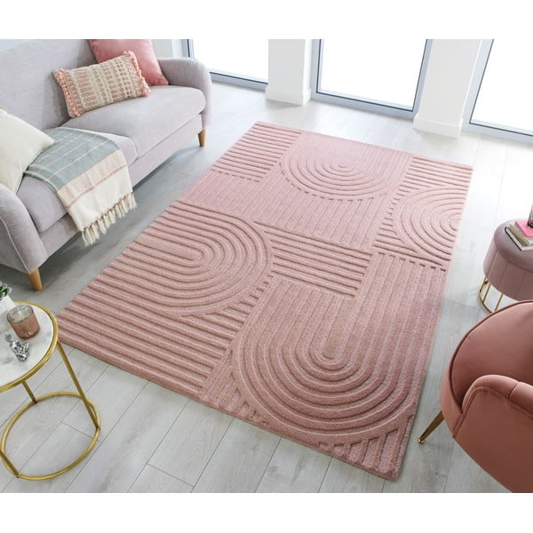 Covor din lână Flair Rugs Zen Garden 160 x 230 cm, roz-image-1