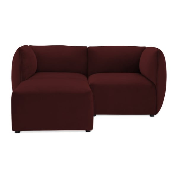 Canapea modulară cu 2 locuri și suport pentru picioare Vivonita Velvet Cube, vișiniu