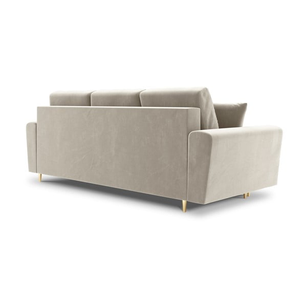 Canapea bej extensibilă, cu spațiu de depozitare cu tapițerie din catifea 235 cm Kyoto – Cosmopolitan Design-image-3