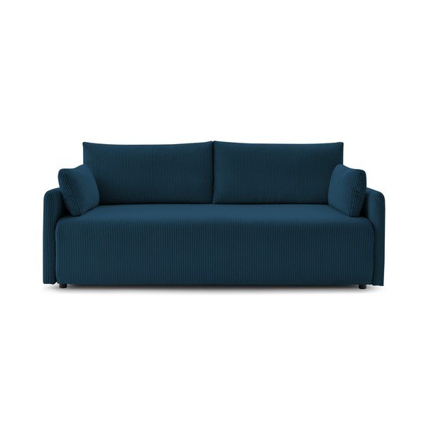 Canapea albastru-închis extensibilă cu tapițerie din catifea reiată  211 cm Marcel – Bobochic Paris