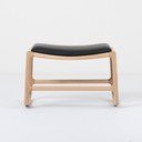 Taburet din piele bovină cu structură din lemn masiv de stejar Gazzda Dedo, negru