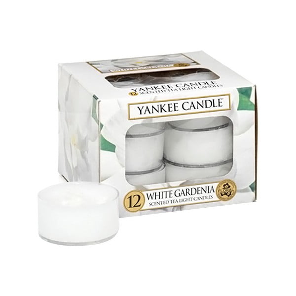 Set 12 lumânări parfumate Yankee Candle White Gardenia, timp de ardere 4 - 6 ore