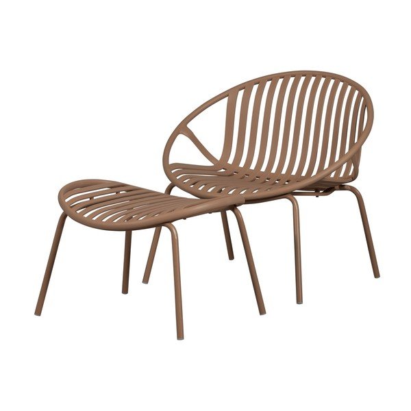 Fotoliu de grădină cu taburet roz din plastic Bruce – WOOOD