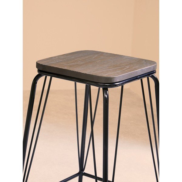Scaun tip taburet negru/maro din lemn de ulm District – Premier Housewares-image-4