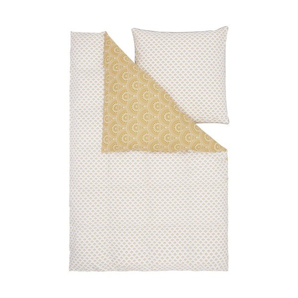 Lenjerie de pat alb-galben din bumbac organic 200x135 cm Tiara - Westwing Collection-image-2