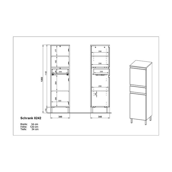 Dulap de baie înalt gri închis cu aspect de stejar 34x120 cm Salinas - Germania-image-3