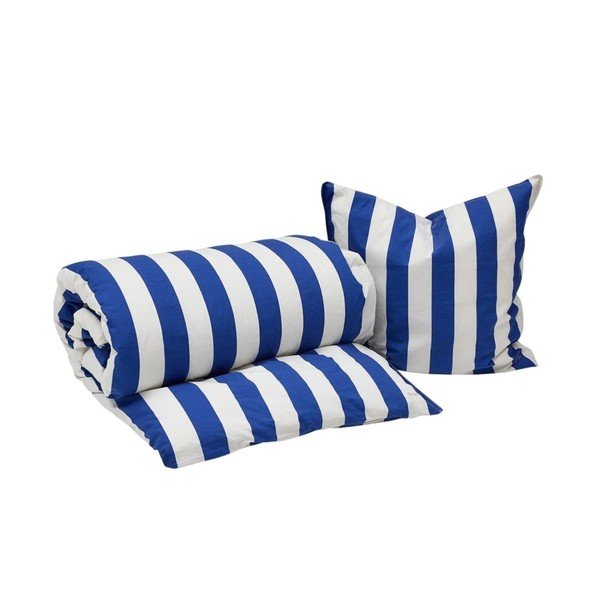 Lenjerie de pat albă/albastră din bumbac pentru pat de o persoană 140x200 cm Shima – OYOY Living Design