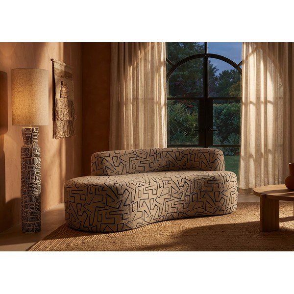 Canapea bej cu tapițerie din țesătură bouclé 176 cm Nairobi – Mauro Ferretti-image-1