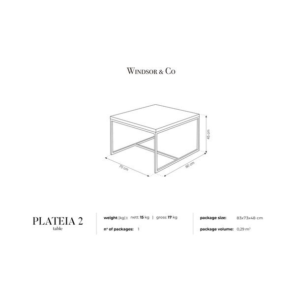 Masă cafea Windsor & Co Sofas Plateia, 80 x 70 cm-image-2