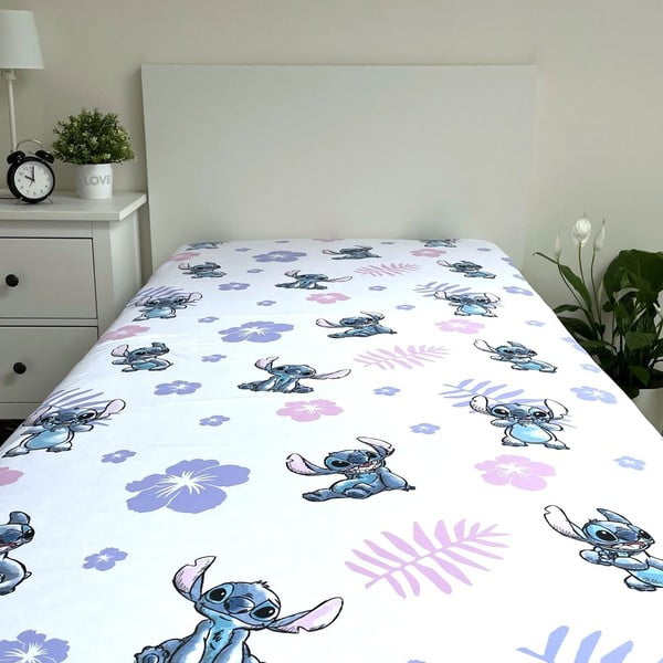 Cearceaf pentru copii din bumbac pentru pat de o persoană cu elastic 90x200 cm Lilo and Stitch – Jerry Fabrics-image-3