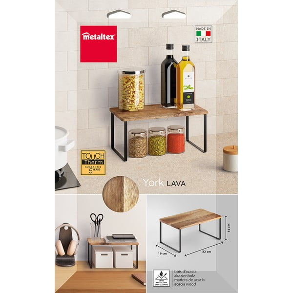 Raft suplimentar negru mat/în culoare naturală din lemn 32x19 cm York – Metaltex-image-3