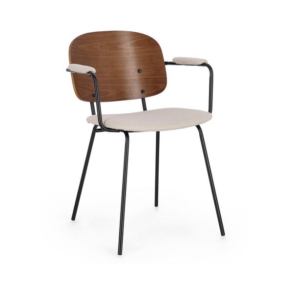 Scaun de dining maro/bej cu cotiere tapițat Sienna – Bizzotto