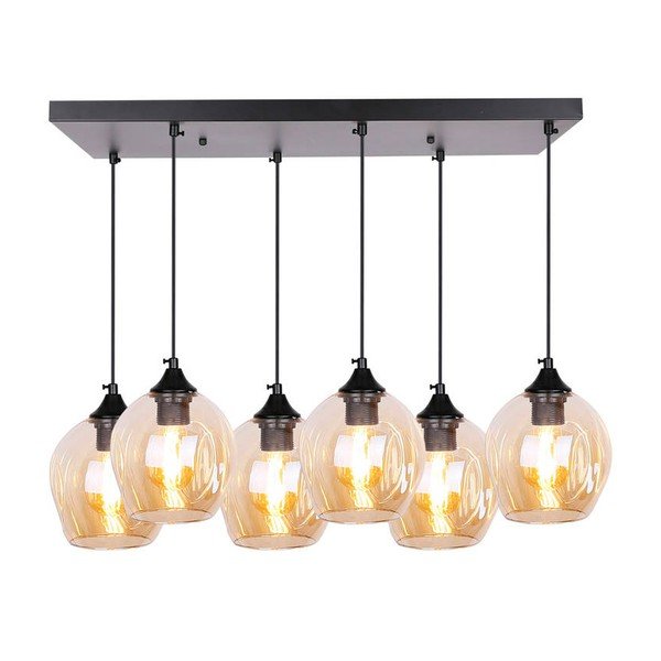 Lustră neagră cu abajur din sticlă 33x67 cm Aspa – Candellux Lighting-image-2