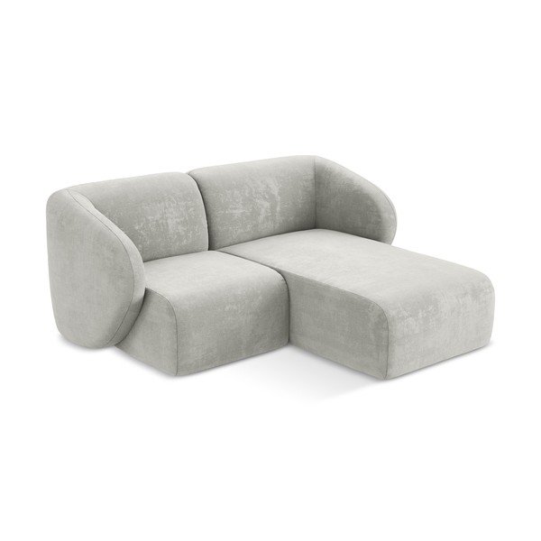 Colțar gri deschis cu tapițerie din chenille (cu colț pe partea dreaptă/cu șezlong) Lani – Makamii-image-2