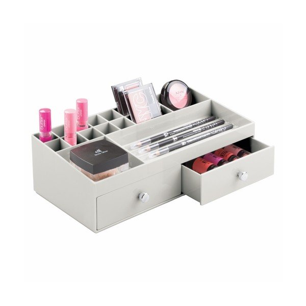 Organizator cu 2 sertare InterDesign Cosmetic Plus, alb-image-1