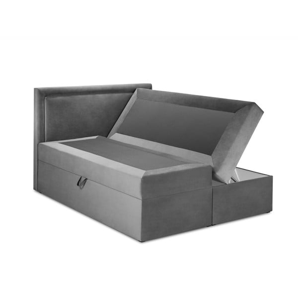 Pat boxspring 200x200 cm gri cu spațiu de depozitare Yucca – Mazzini Beds-image-4