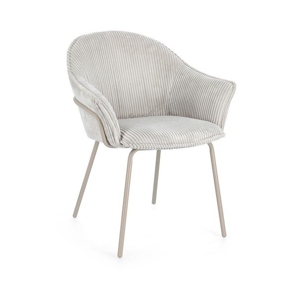 Scaun de living gri deschis cu cotiere tapițat Cassidy – Bizzotto