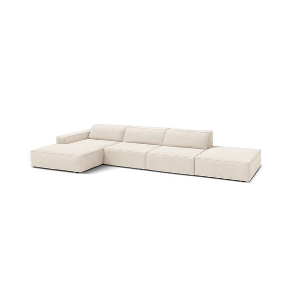 Colțar modular crem cu tapițerie din catifea (cu colț pe partea stângă/cu șezlong) Jodie – Micadoni -image-2