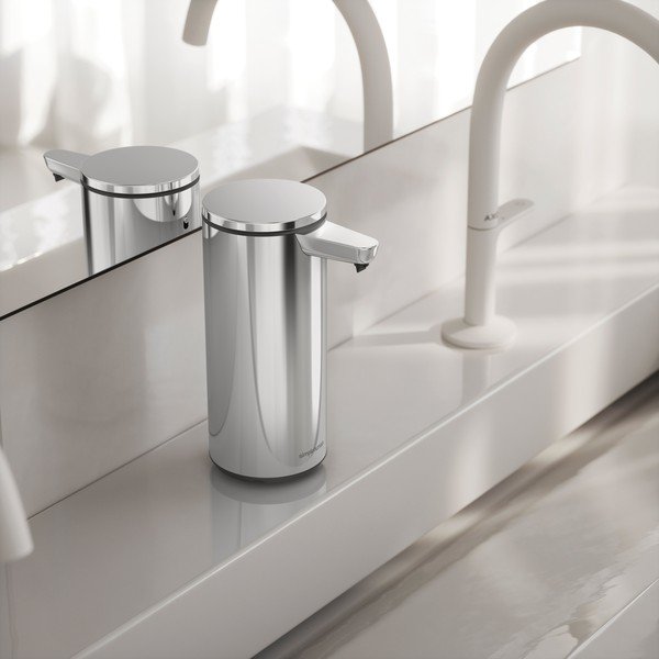 Dozator de săpun lichid argintiu lucios automat din oțel 266 ml – simplehuman-image-1