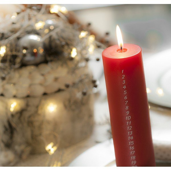 Lumânare de Advent cu numere Unipar, timp de ardere 70 h, roșu-image-1