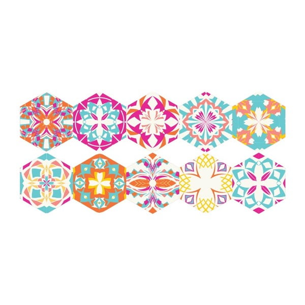 Set 10 autocolante de podea Ambiance Hexagons Lusiana, 40 x 90 cm