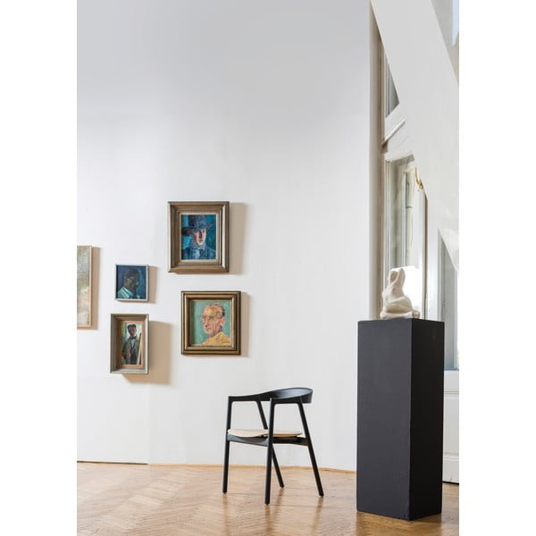 Scaun din lemn de stejar Gazzda Muna, negru-image-1