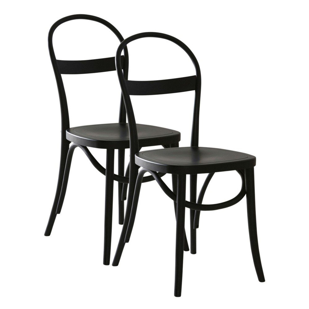 Scaune de dining negre 2 buc. din lemn de mesteacăn Rippats – Jotex