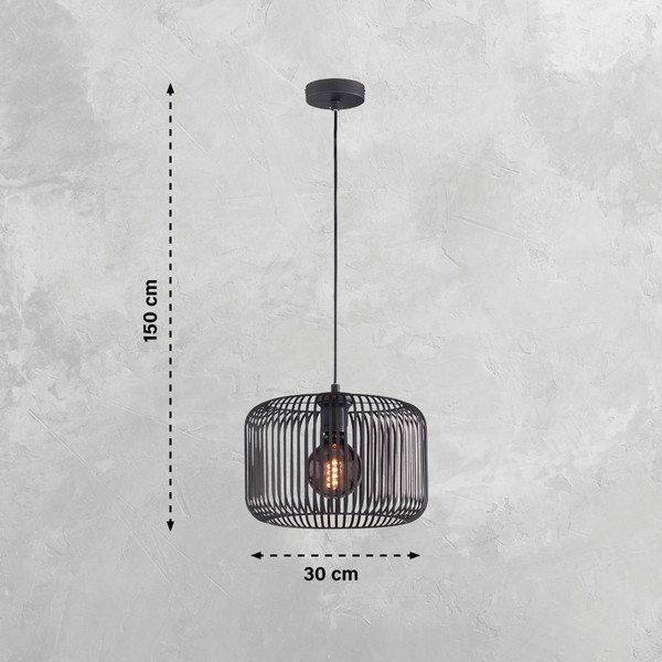 Lustră neagră cu abajur din metal ø 30 cm Cage – Fischer & Honsel-image-2