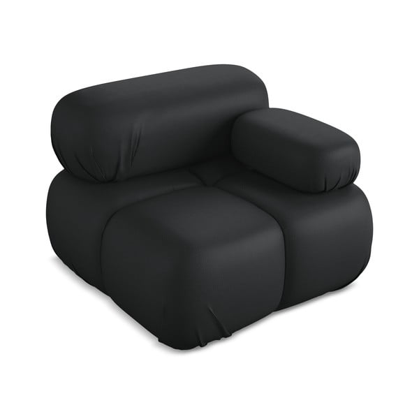 Modul pentru canapea modulară negru cu tapițerie din imitație de piele (cu colț pe partea dreaptă) Lokua – Makamii-image-2