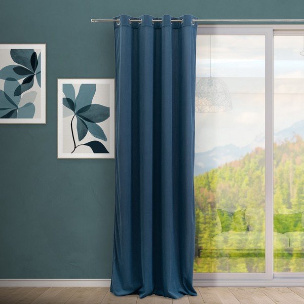 Draperie albastră din catifea reiată 140x260 cm Merely – Casa Selección-image-1
