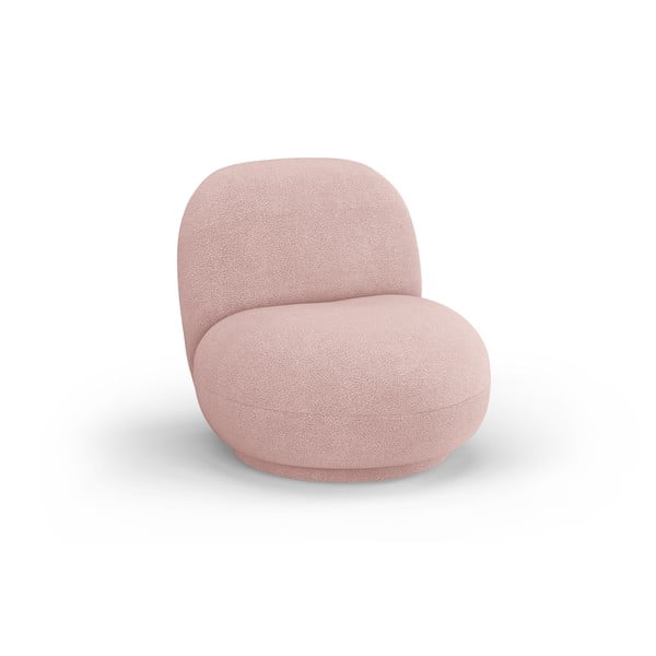 Fotoliu roz deschis cu tapițerie din stofă bouclé Chuck – Micadoni Home